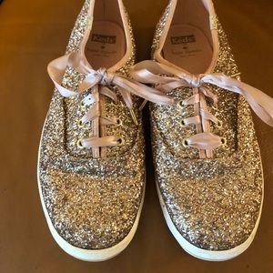 Kate Spade rose gold glitter Keds